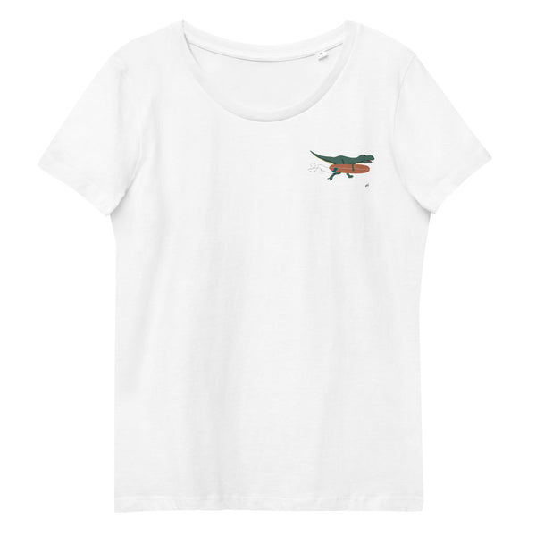 "Surfing T-Rex" Women's fitted eco tee